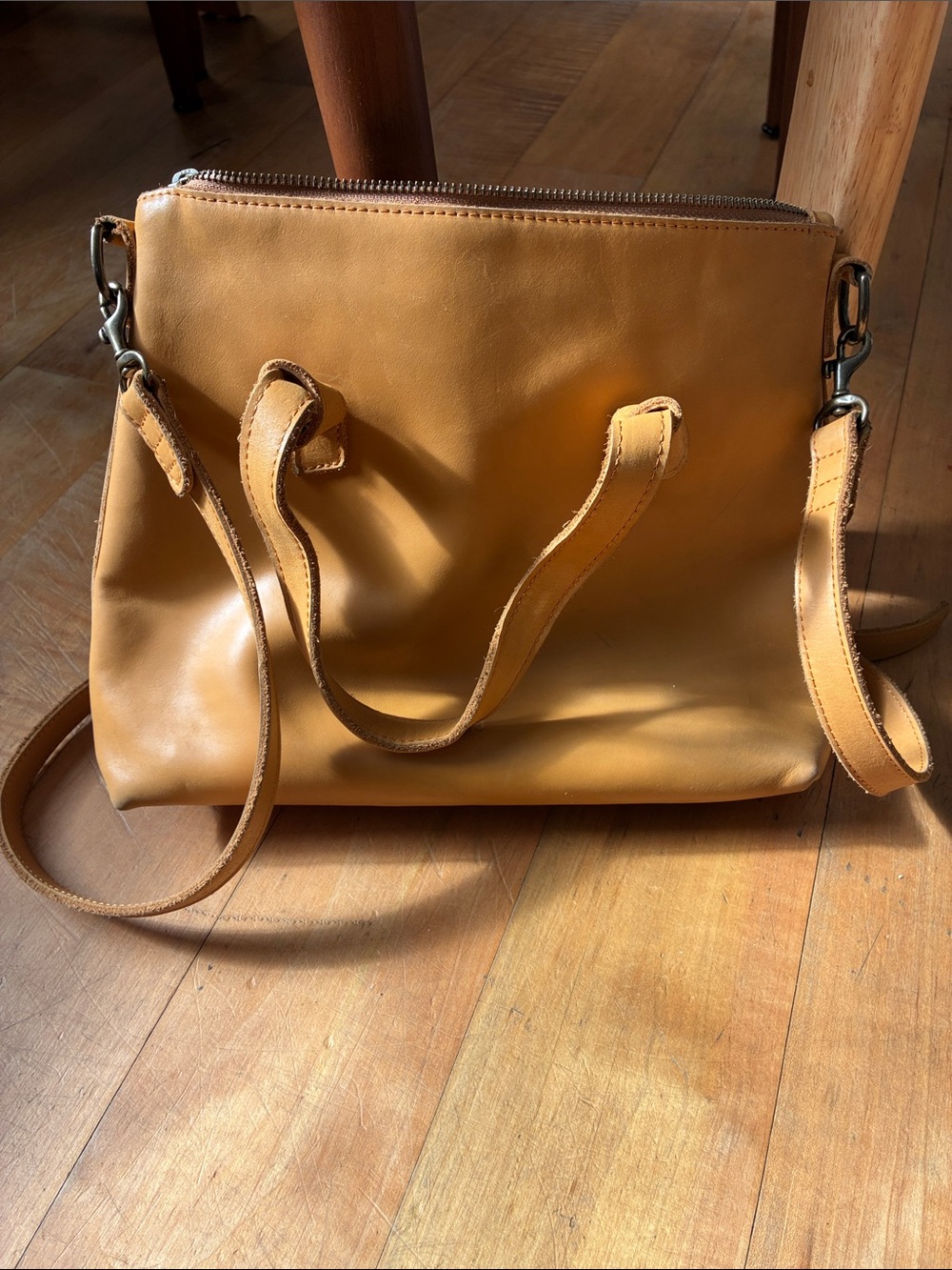 "Able" brand Classic Women's Leather Tote Bag in Camel
